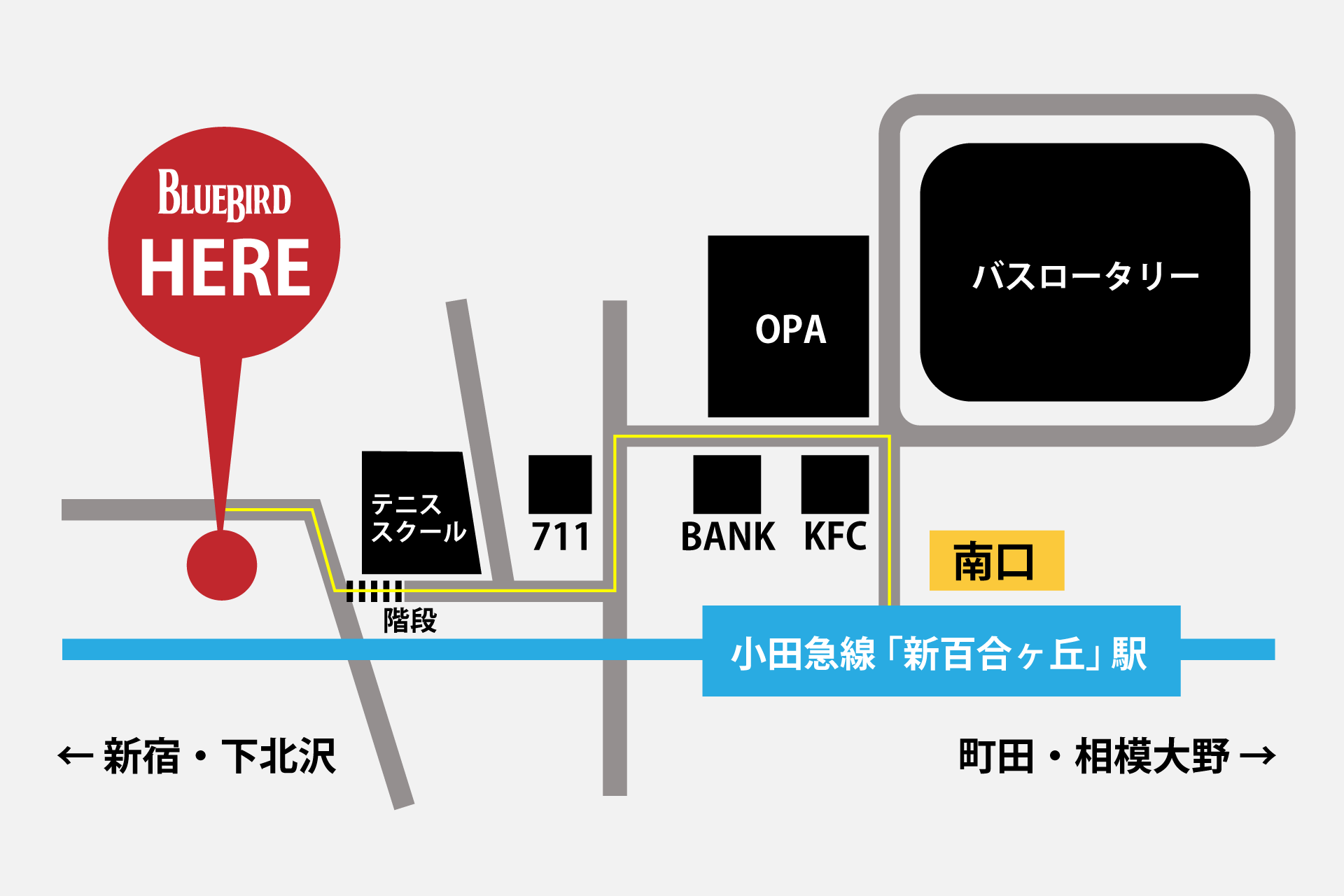 ギターショップ　ブルーバード案内地図